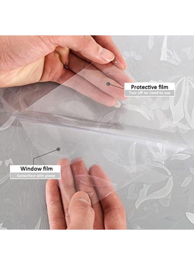 غشاء نافذة منقوش للخصوصية، غشاء زجاجي مزخرف للحماية من اشعة الشمس، غشاء الكتروستاتيكي سهل الاستخدام بالماء 2 متر × 45 سم، نافذة قابلة للازالة للمكتب والحمام والمطبخ وغرفة النوم (شكل 7) - Image 4